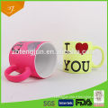 Color Glazed Ceramic Mug With Heart Shape Design For Valentine Gift